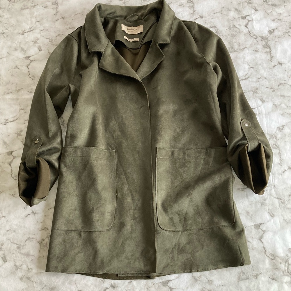 Olive green suede feel jacket